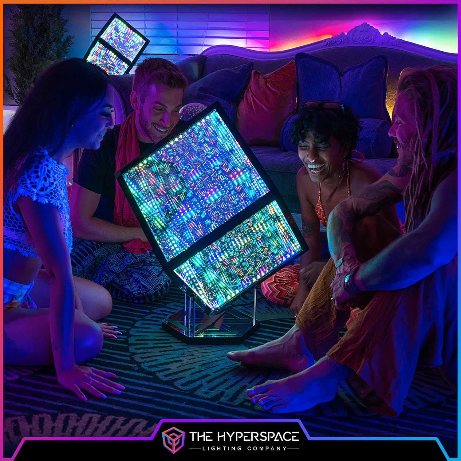 Hyperstand for Hypercube Infinity Cube LED Light - 12.5-Inch Display Stand with Solid Bamboo Base, Stainless Steel Metal Rods & Laser-Etched Acrylic Hyper-Mirror - Fits Both Hypercube10 & Hypercube15 image number 4