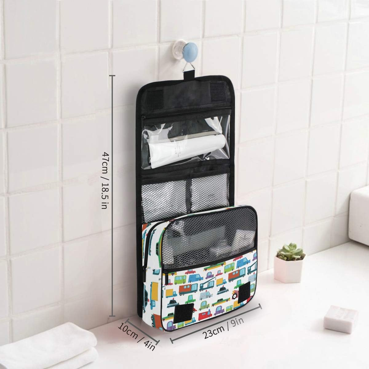 Hanging Travel Toiletry Bag Hippo Swimming Kit Makeup Case Cosmetics Organizer for Men Women ( image number 3