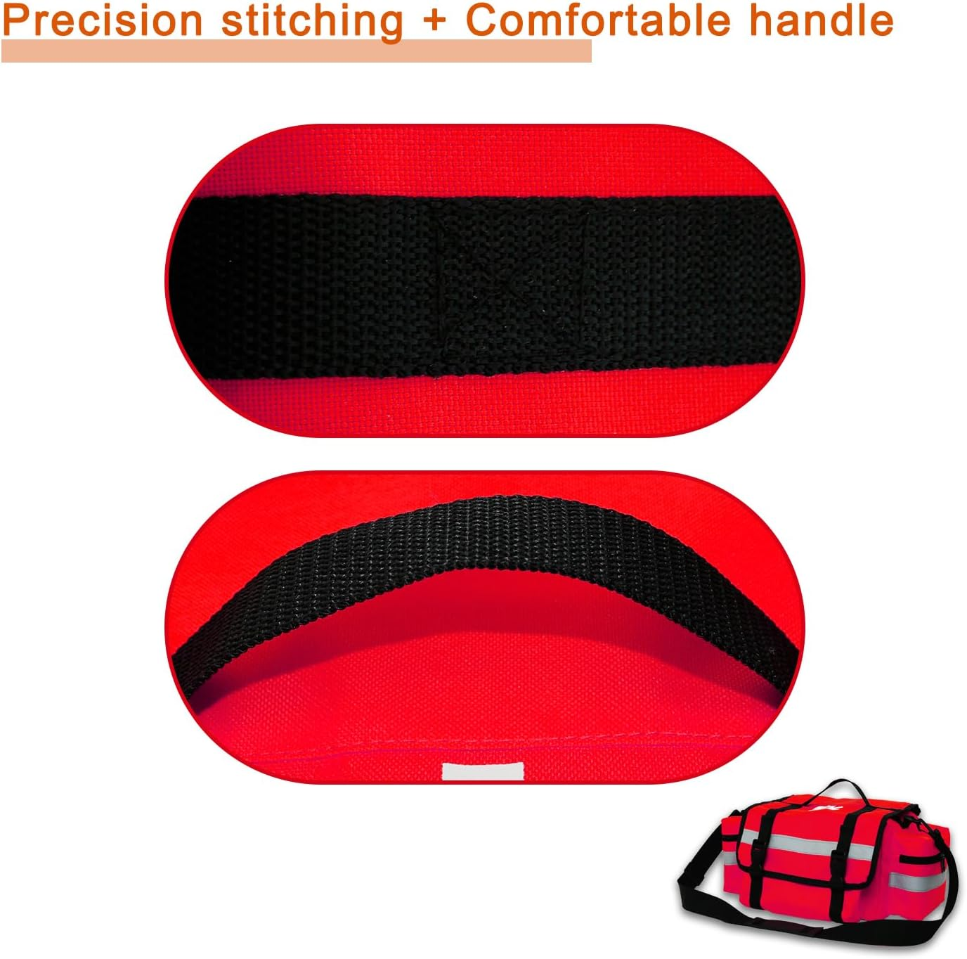 First Aid Bag Empty,First Responder Emergency Bag,Ems EMT Trauma Bag Empty,Medical Bag with Reflective Strips,Great for Rescue Squads,Lifeguard,Firefighter(Red) image number 2