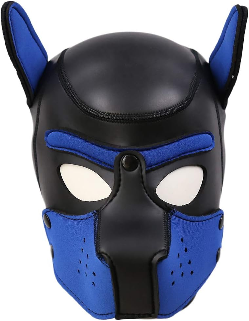 Moleney Adults Neoprene Puppy Hood Mask, Removable Cosplay Dog Full Face Pup Hood Mask image number 5