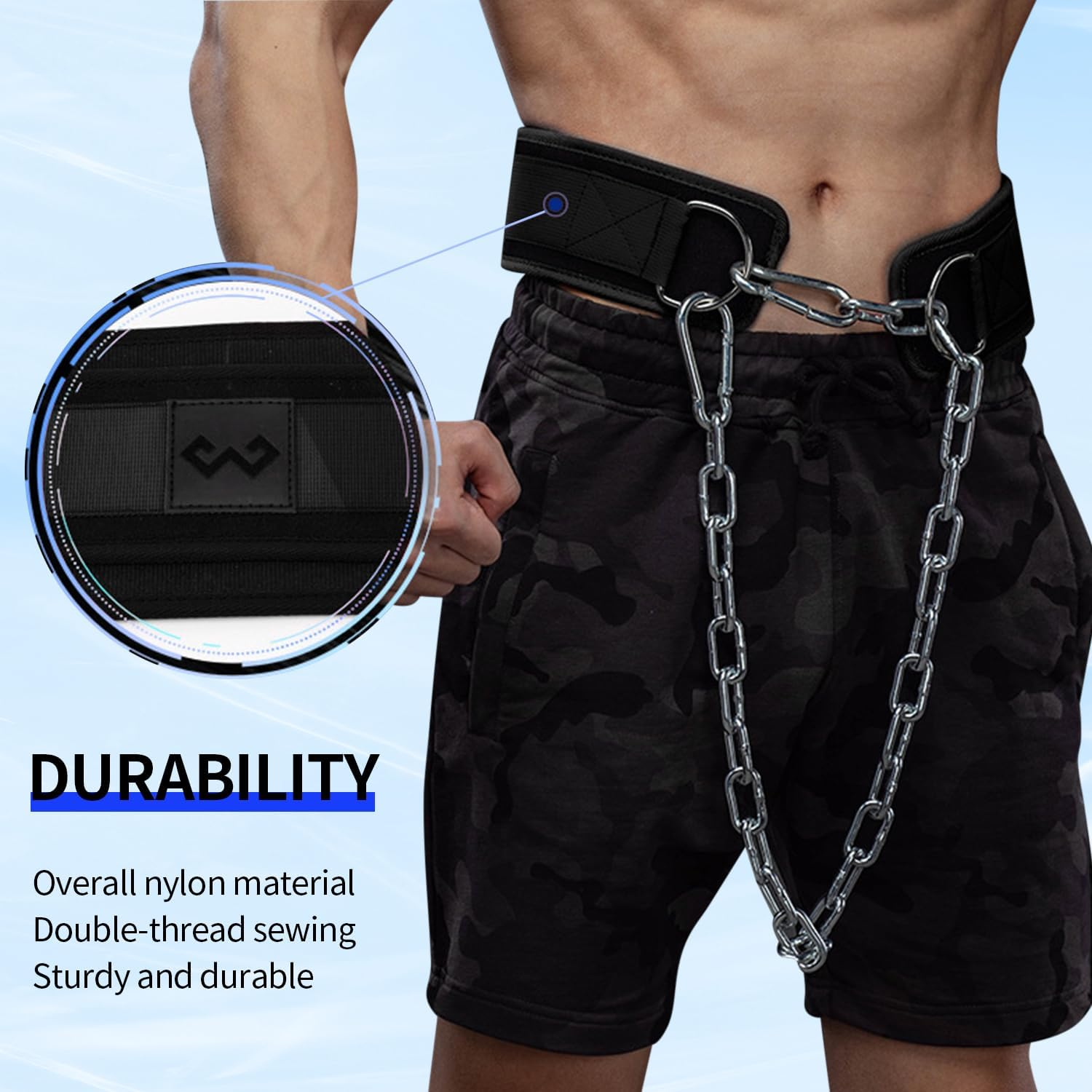 Tenshioy Dip Belt with Chain for Weightlifting, Pull Ups, Dips - Heavy Duty Steel Chain for Added Weight Training Powerlifting, Squat, Bodybuilding, Heavy Duty Steel, Workout image number 2