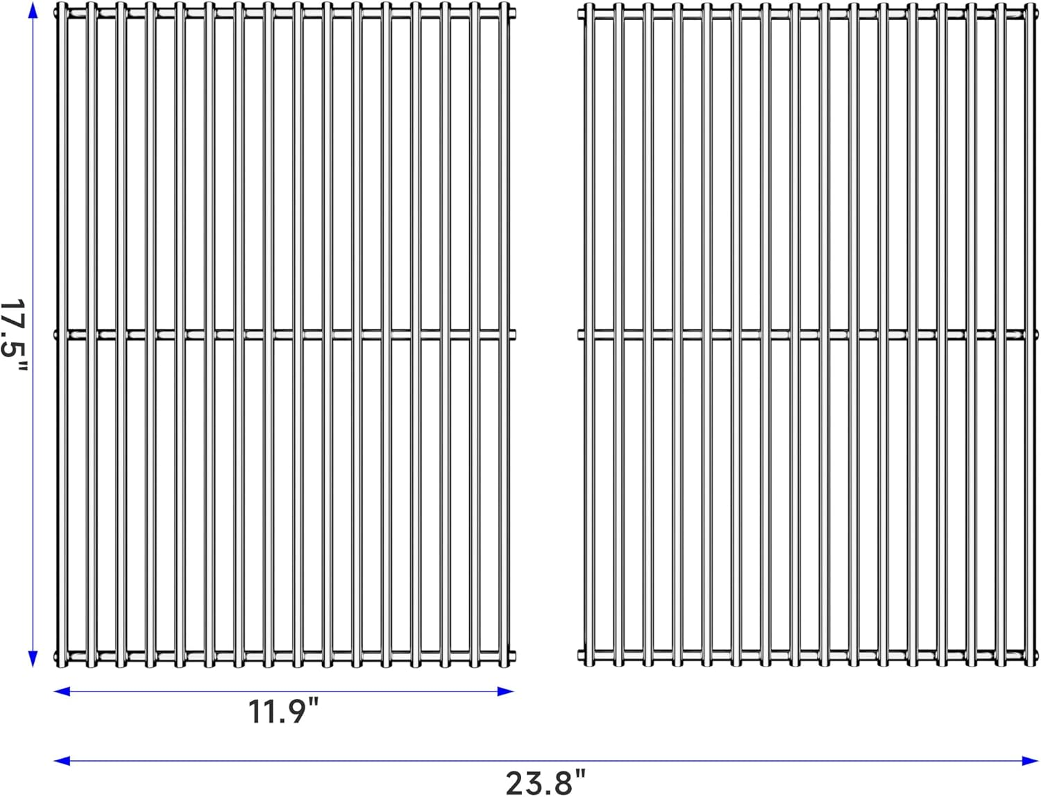 KIKIBRO 17/17.5/19.5 Inch Grill Cooking Grates Replacement for Weber Spirit 300, 310, 320 Series, Spirit 700, Genesis Silver/Gold/Patinum B/C, Heavy Duty Stainless Steel Grids, 17.5" D X 23.8" W image number 5