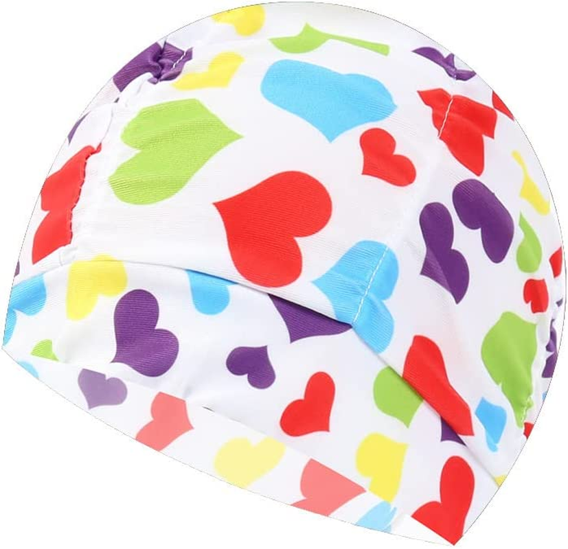 3PCS Floral Printed Summer Swimming Cap Long Hair Swim Hat Pleated Style Swim Cap for Women Grils Beach Surfing - A+B+E image number 4