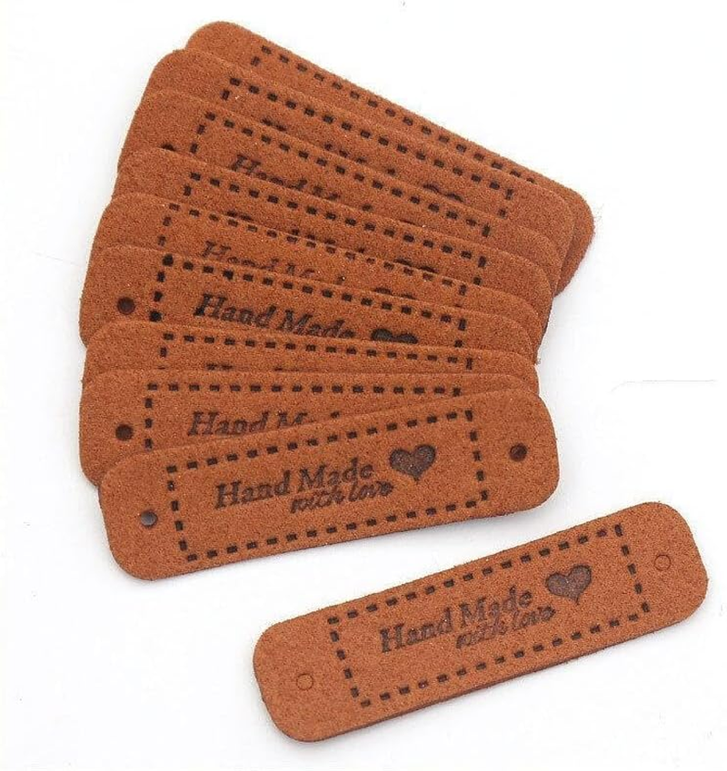 40PCS Tags Handmade with Love Labels Clothing Tags DIY Crafts Sewing 55X15Mm for Jewelry Making Crafts, Sewing Clothing Decoration and More (20PCS, Brown) image number 3