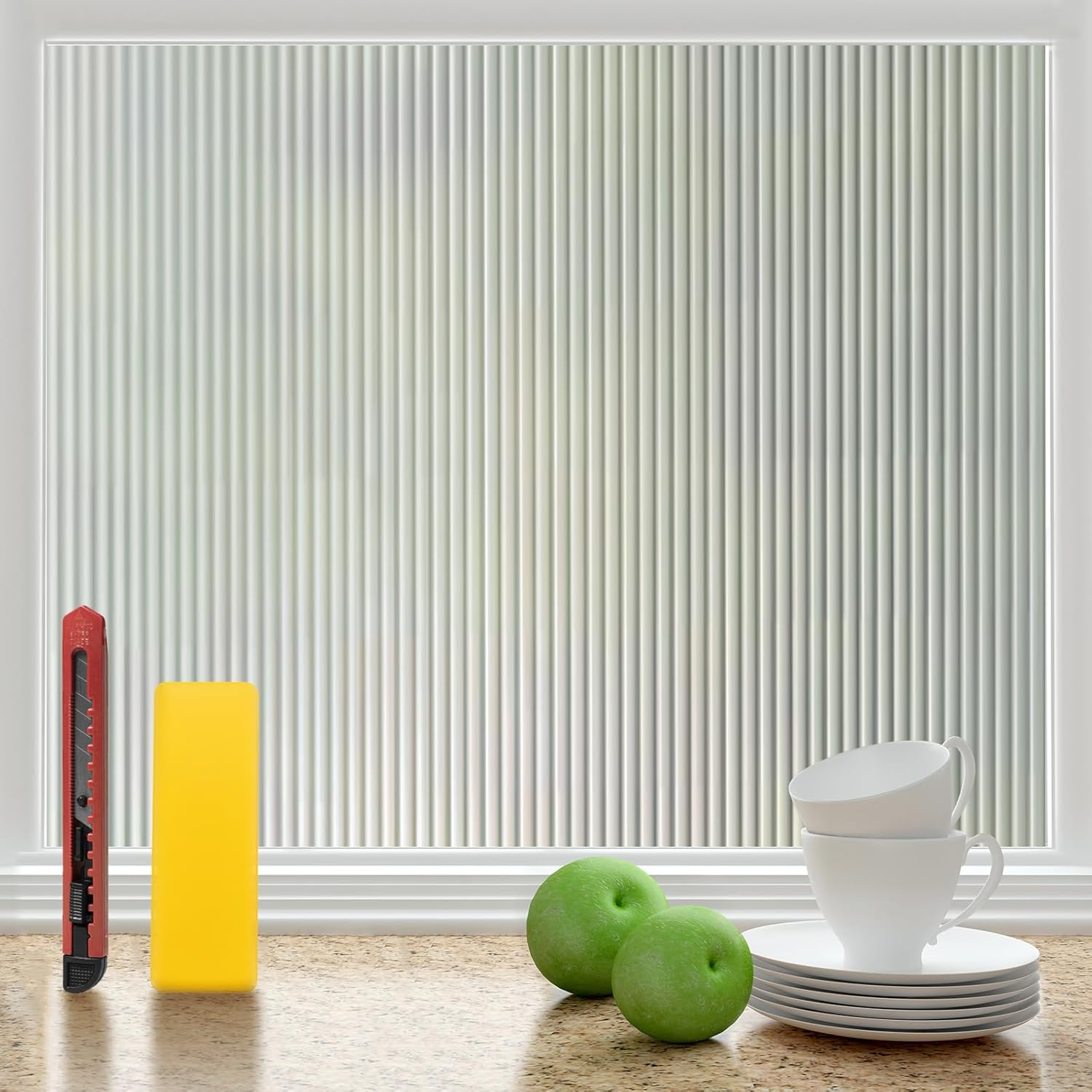 Sevenpers Opaque Film Privacy without Glue Vinyl anti UV Static Cling No Glue Window Sticker Cover with Installation Kit 44.5 X 400Cm