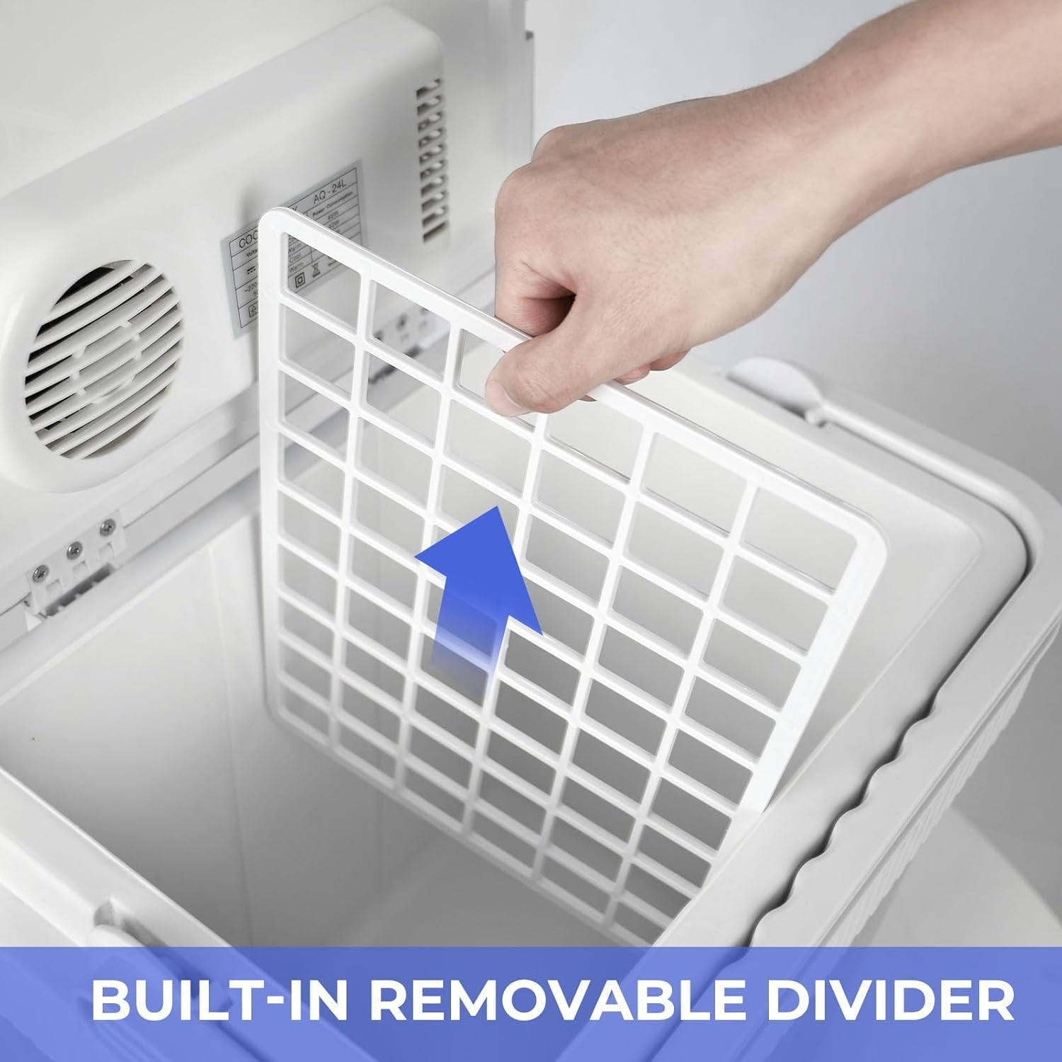 24 Liter Mini Car Fridge, Portable Camping Refrigerator Thermoelectric Iceless for Home Travel, Black image number 3