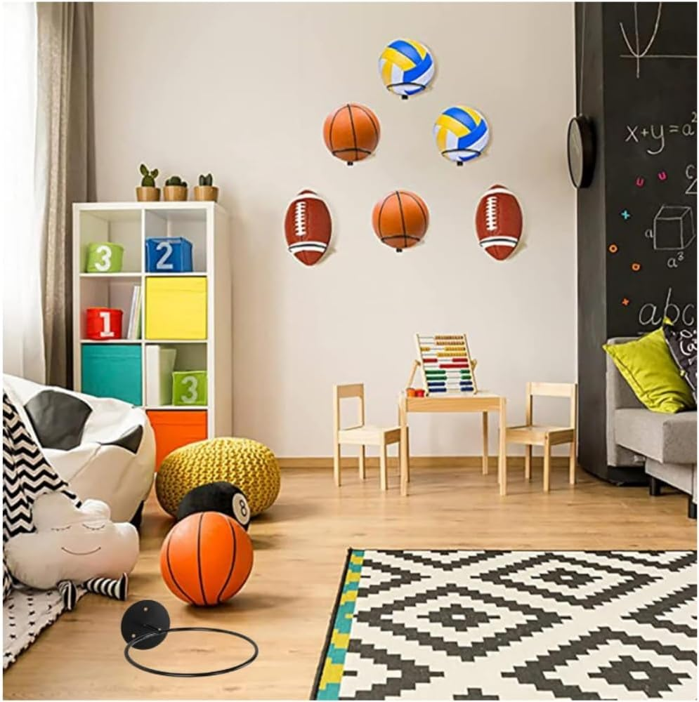 4 Pack Metal Ball Holder Wall Mount - Universal Basketball Football Rugby Display Rack, Sports Room & Boy'S Room Organizer for Ball Storage Accessories image number 3
