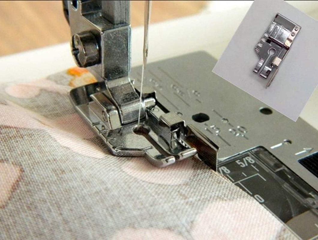 1/4'' (Quarter Inch) Quilting Patchwork Sewing Machine Presser Foot with Edge Guide for All Low Shank Snap-On Singer, Brother, Babylock, Euro-Pro, Janome, Juki, Kenmore, New Home, White, Simplicity