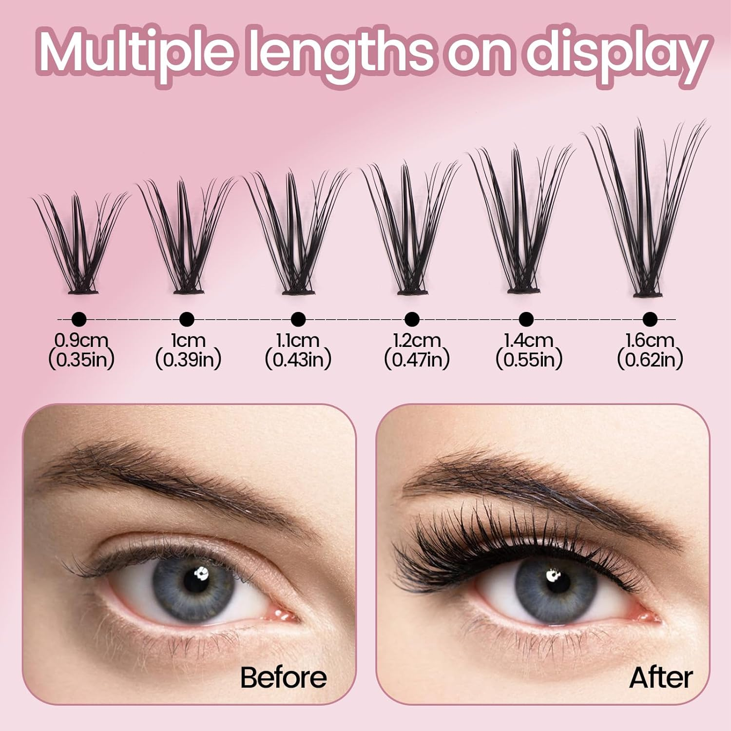 MAGEFY 240Pcs Lash Clusters Kit Eyelash Extension with Lash Bond and Seal Individual Lashes Easy to Apply at Home - 30P/9-16Mm image number 7