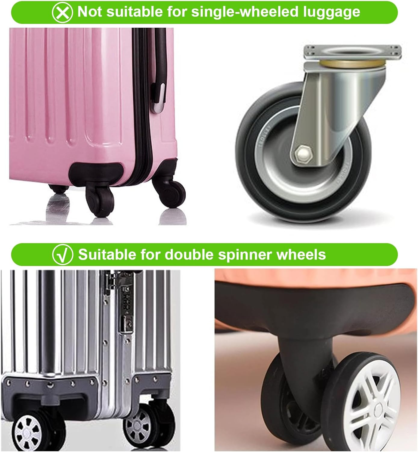 Gradient Green Suitcase Wheel Covers, 8PCS Silicone Luggage Wheel Protectors, Anti-Dust Scratch Noise Reduction Travel Accessories for Carry on Luggage Ermaoo image number 3