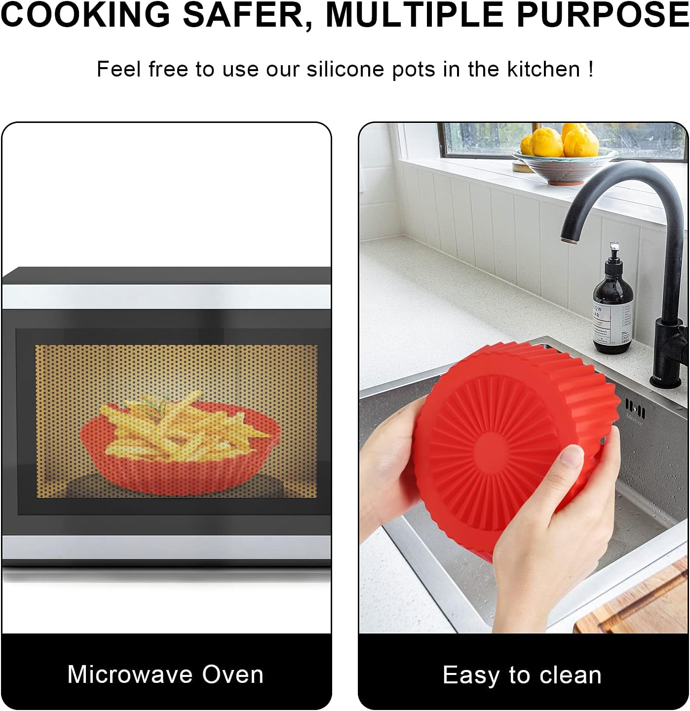 LUTER 2Pcs Air Fryer Silicone Pot round Liners, 5.7Inch Diameter Air Fryer Basket Liners Air Fryer Oven Baking Accessories with 2 Colors (Red, Blue)