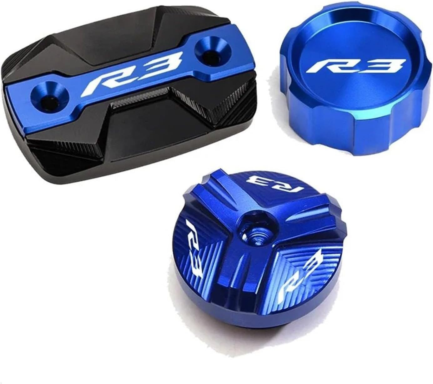 KJJKMJHU Fit for Yamaha R3 YZF-R3 YZFR3 2015-2025 Motorcycle Front Rear Brake Fluid Reservoir Cap Cylinder Cover Guard Oil Filler Cap R3(A-Red) - A-Black image number 3