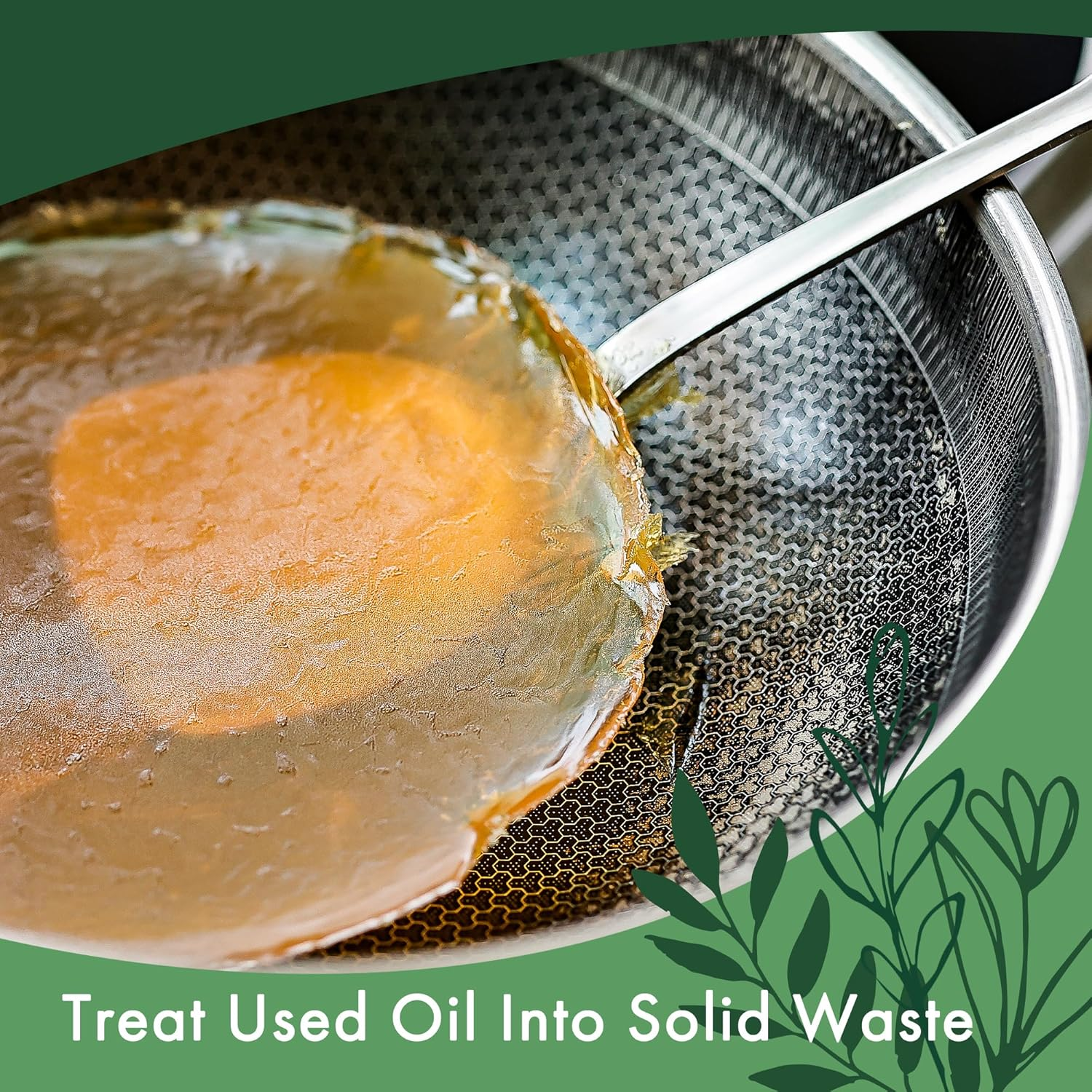 Lasyl Waste Cooking Oil Solidifier Powder, Hard up to 68 Cups of Fry Oil Away from Mess, 100% Plant-Based Oil Hardener for Disposal, Value Pack 24 Oz image number 4