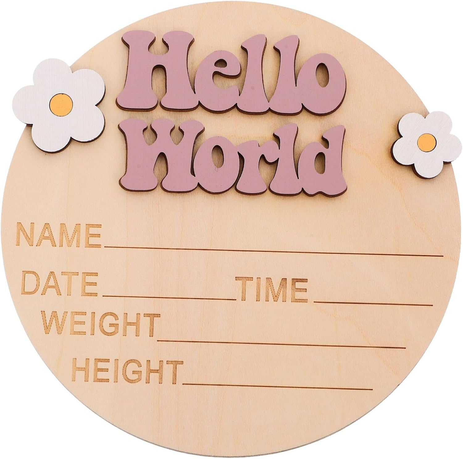 Wooden Baby Announcement Sign for Nursery Newborn Birth Announcement Sign Card Flower Decor and Hospital Celebration