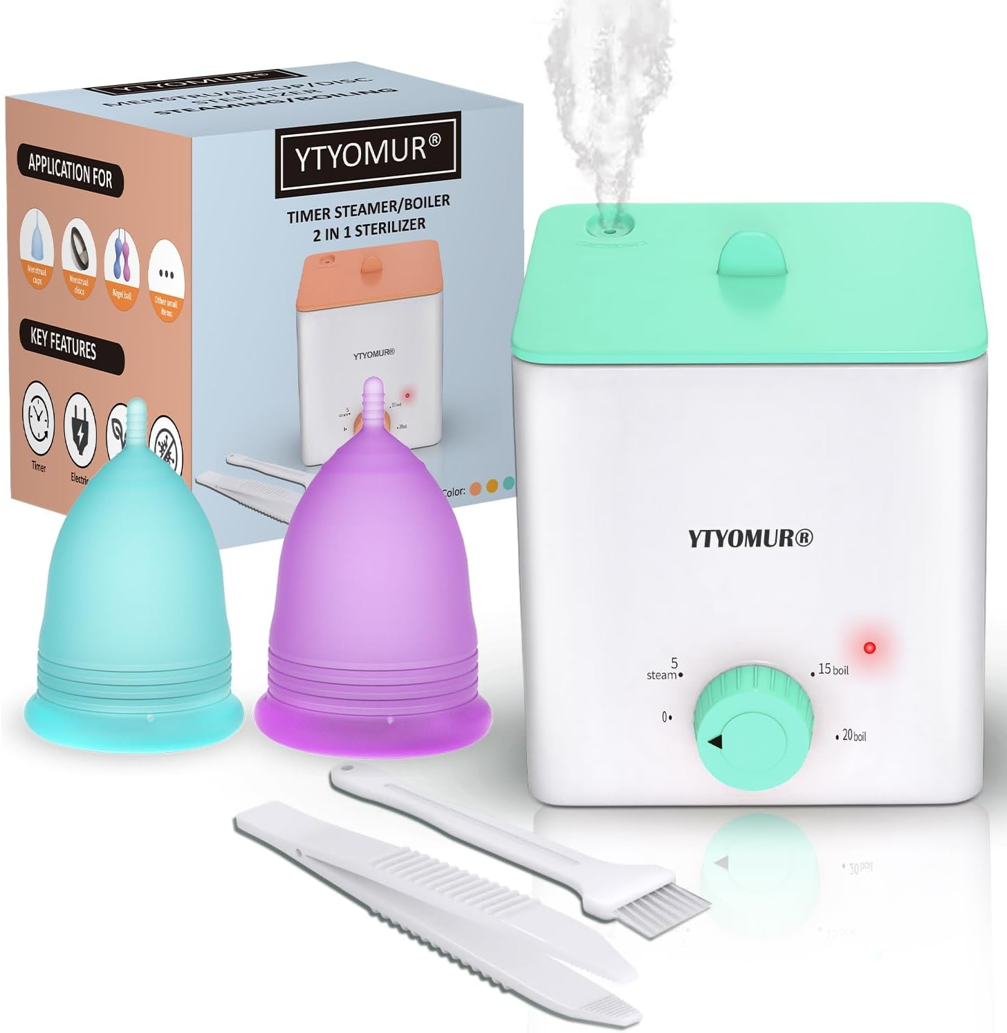 YTYOMUR Menstrual Cups with Sterilizer, 2 Reusable Period Cups for Women, Tampon and Pad Alternative, Feminine Cup with Cleaner Set image number 2