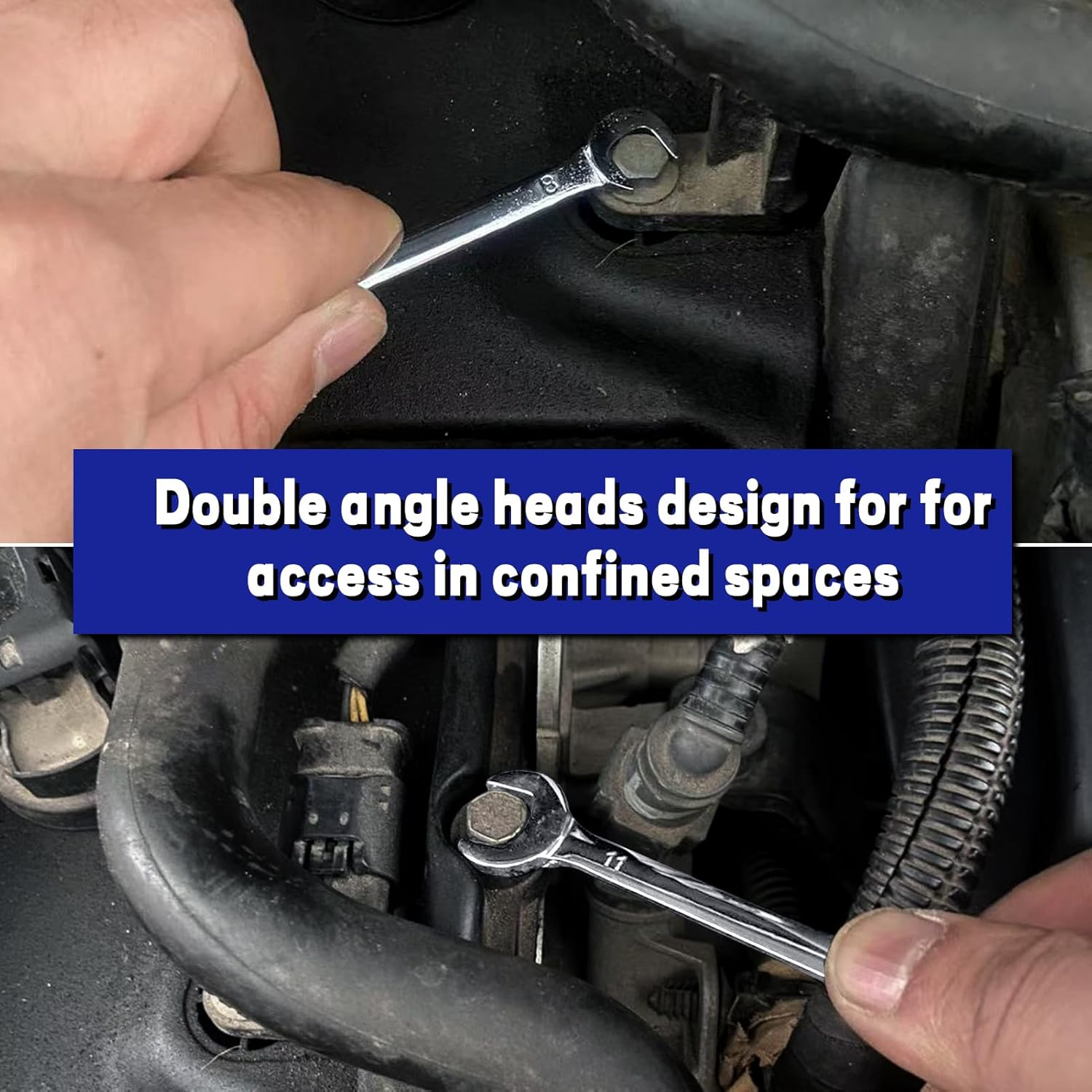 LEONTOOL Mini Double Open End Wrench Set Metric 10 Pcs 4Mm to 11Mm with Portable Storage Pouches Mirror Chrome Finish Super Thin Open Ended Spanner Double Angle Head for Small Fasteners image number 5