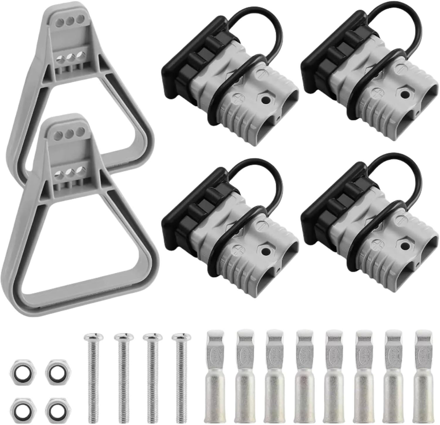 4 Pcs 50AMP Anderson Style Connector Battery Quick Connect/Disconnect with 2PCS Handle, Jumper Cable Plug Connector Kit for Recovery Winch, Towing Systems(Grey) image number 5