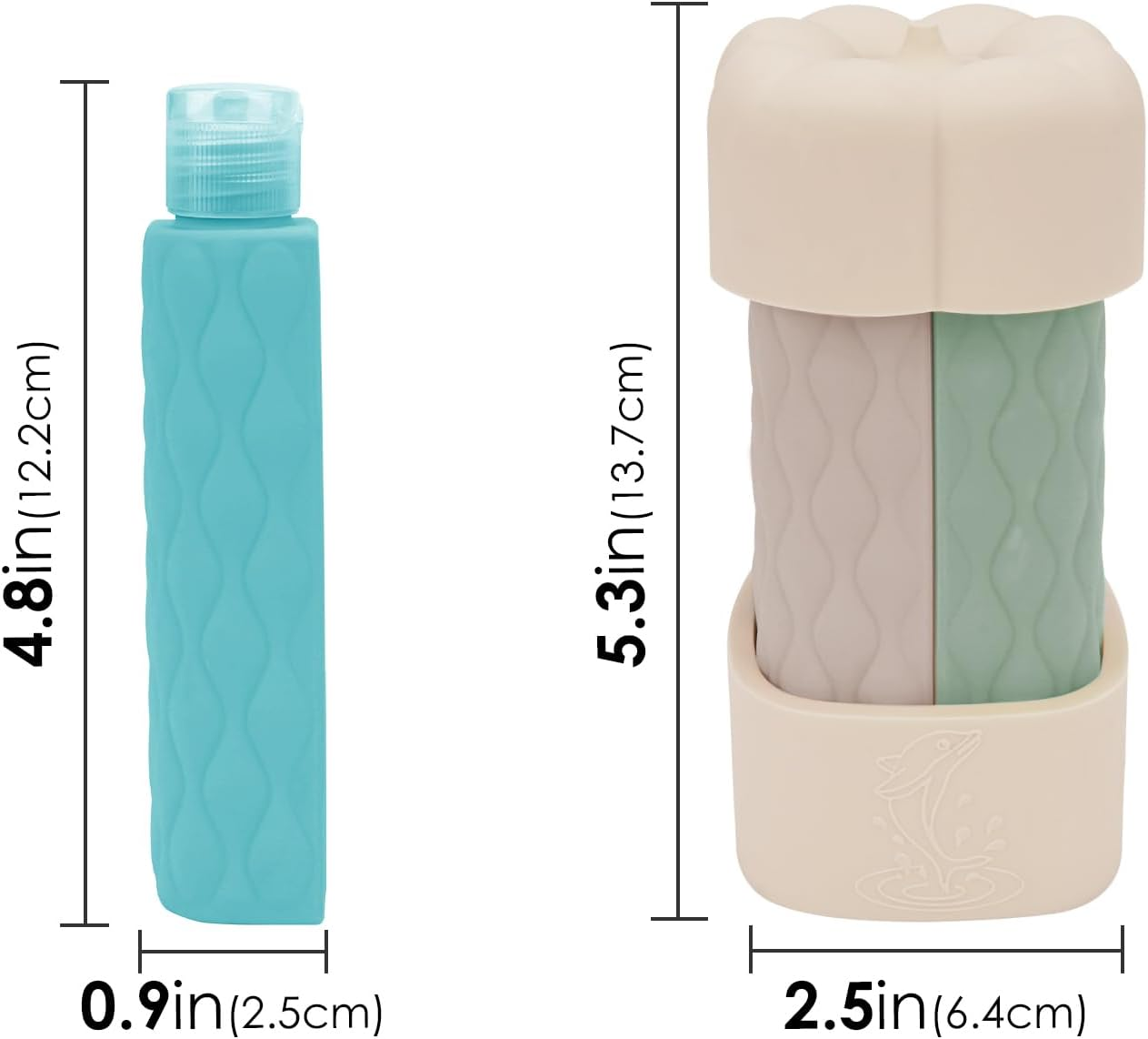 Reignsword 4 in 1 Travel Bottles for Toiletries, TSA Approved Silicone Travel Containers, Leak Proof Refillable Toiletry Containers for Shampoo Conditioner Lotion Body Wash (2Oz, off White), Off-White image number 4