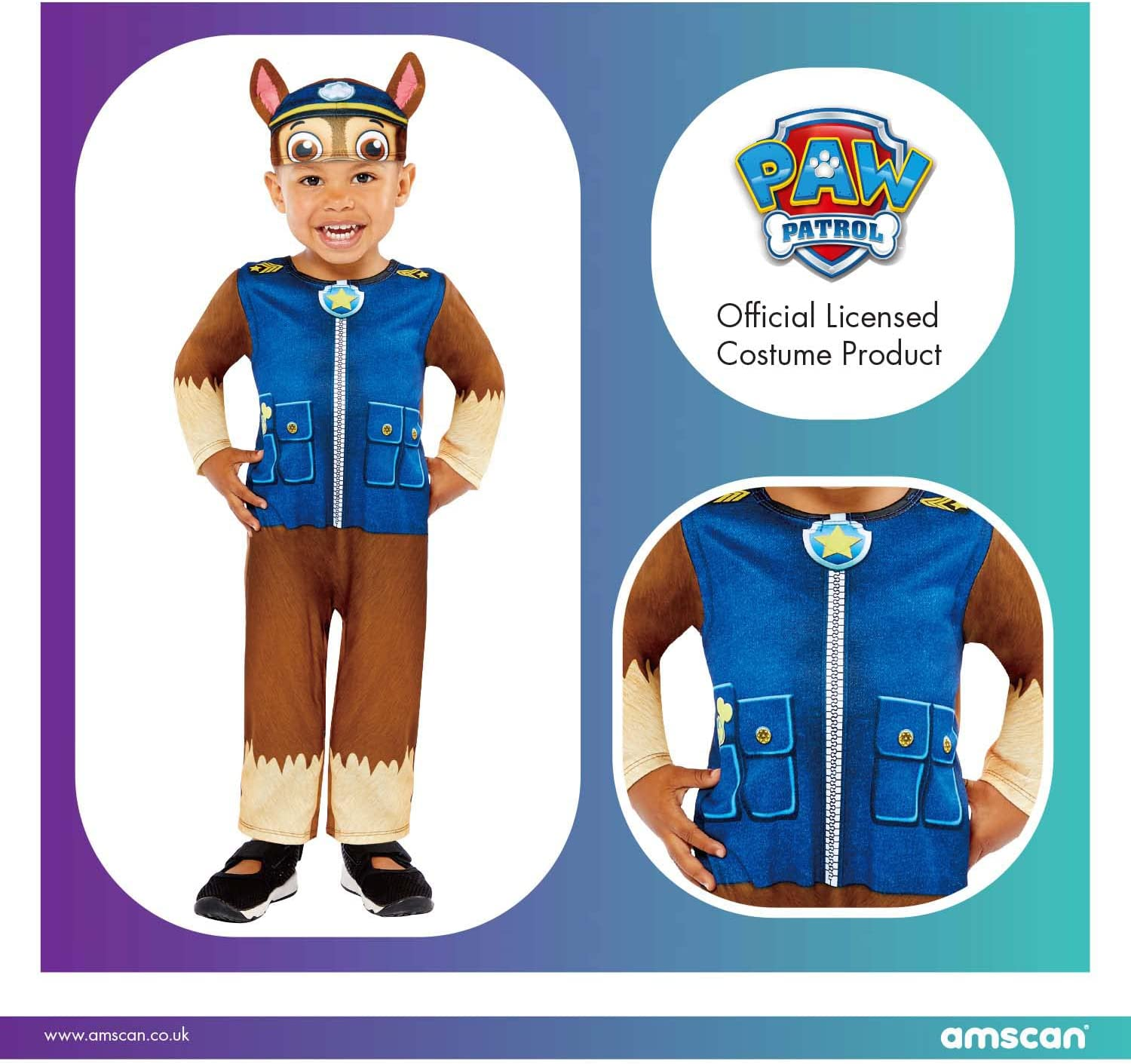 Amscan Child Toddlers Paw Patrol Chase Fancy Dress Book Day Costume Official Nickelodeon Outfit image number 6