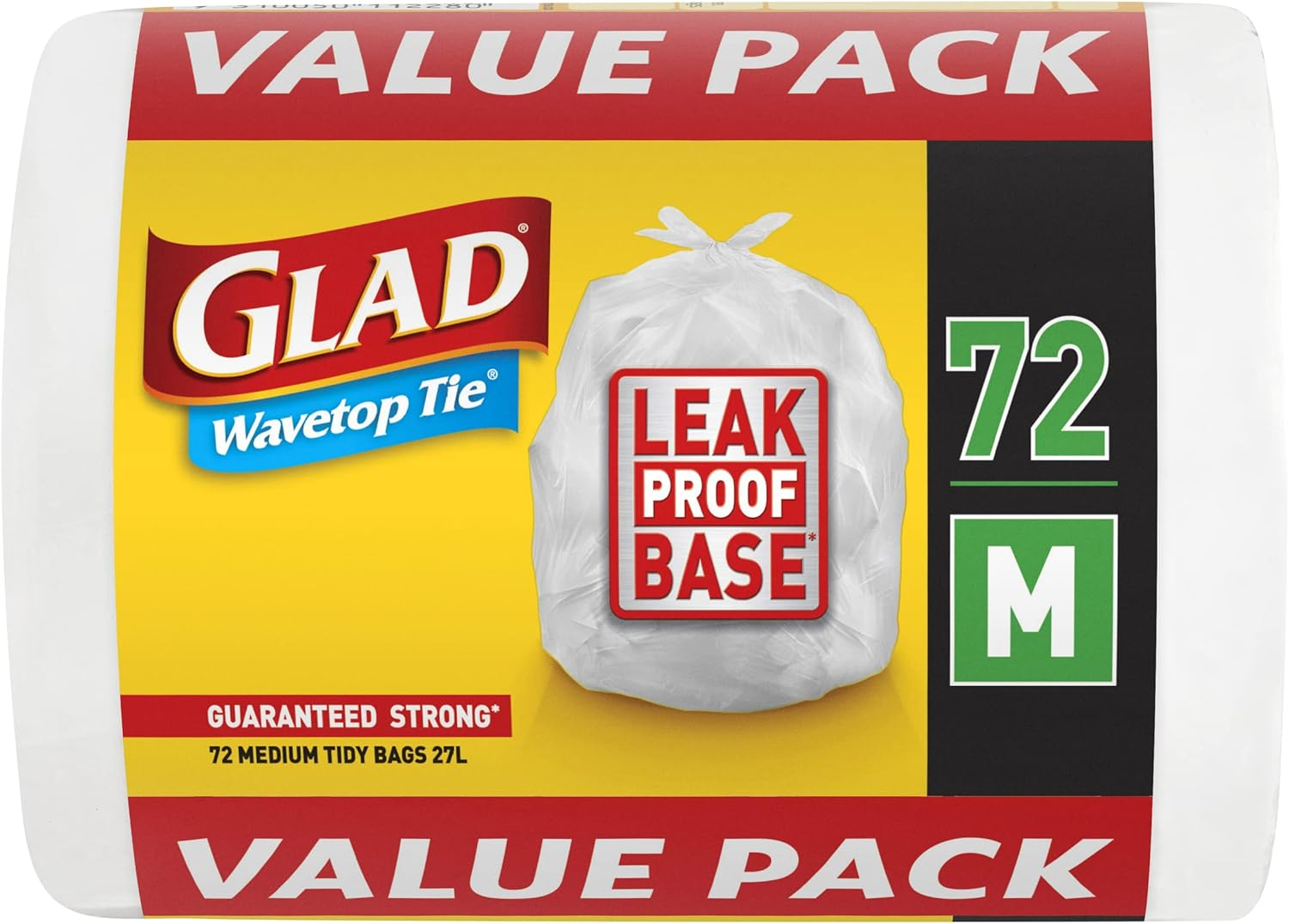 Glad Wavetop Tie Kitchen Tidy Bags, 72 Medium Garbage Bags, Medium Size Fits 27L Bin, 72 Count image number 4