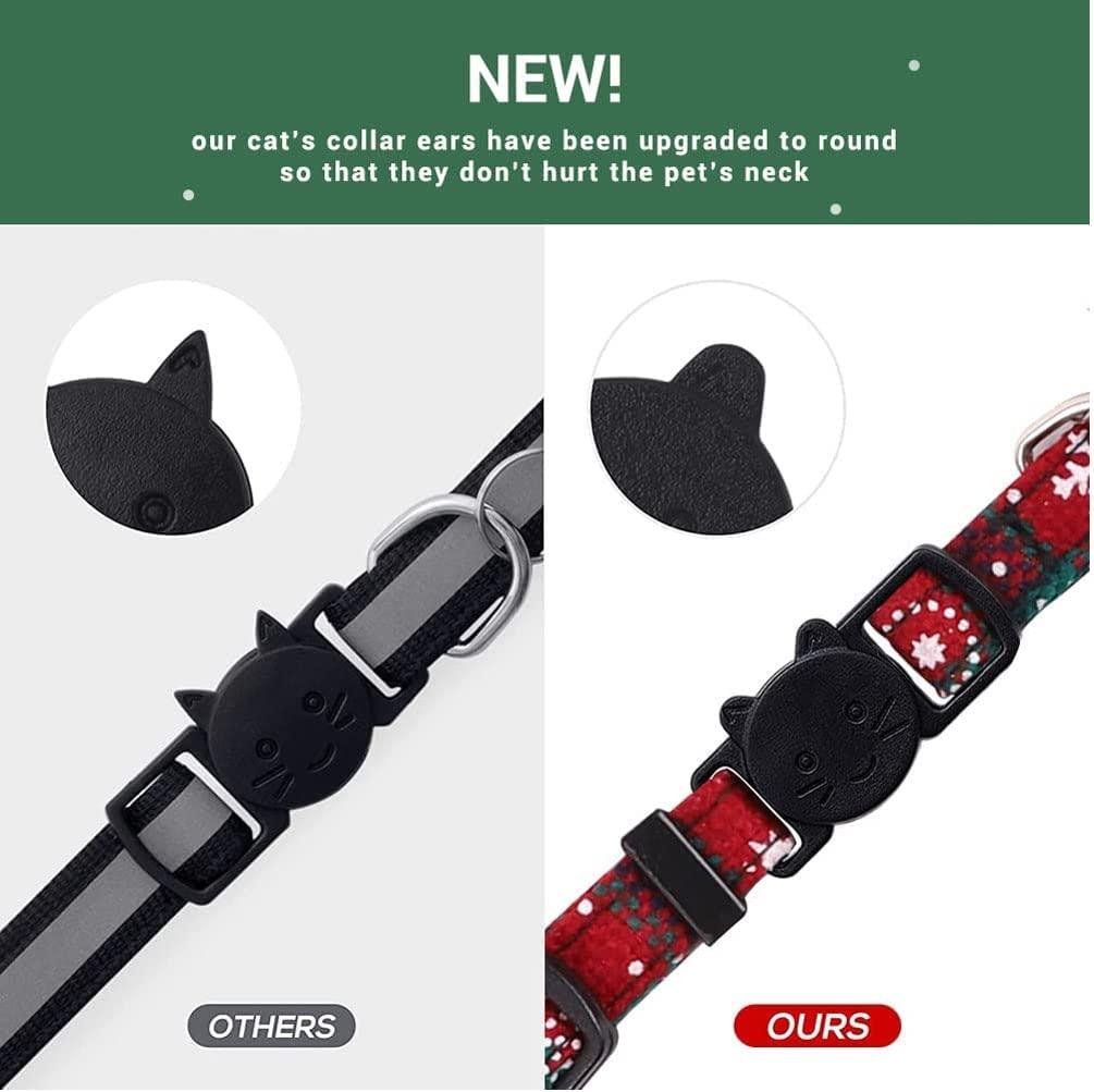 Idopick 3 Pack Cat Collar with Bell Breakaway, Buckle Adjustable Soft Cotton Plaid Dog Collar Kitten Collar with Bow Tie for Small Medium Cat Dog image number 4