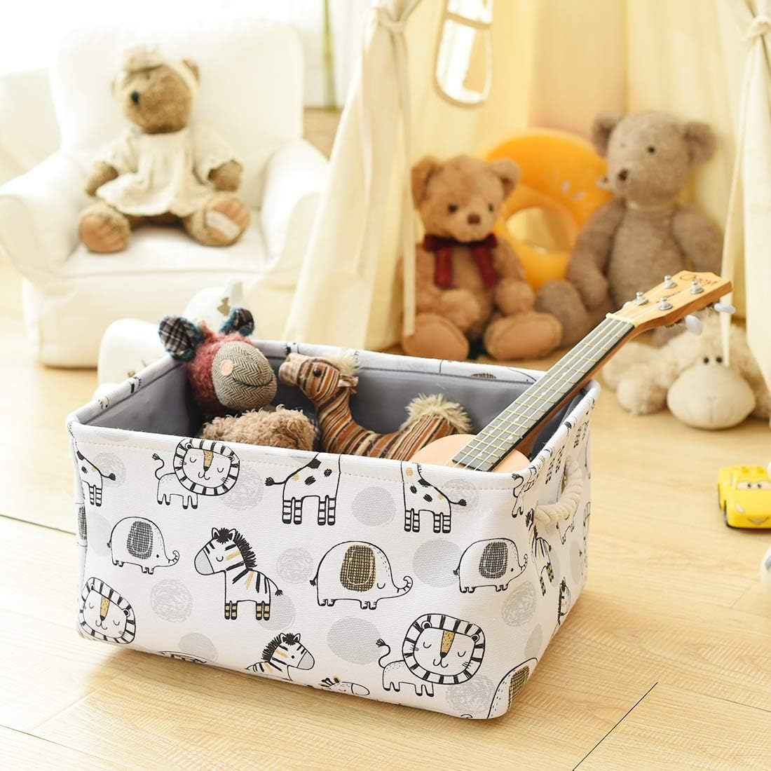 Inough Toy Baskets Toys Organizer Kids Storage Basket, Baby Room Decor Giraffe Laundry Baskets with Drawstring Mothers Day Gifts Basket for Kid'S Room (Giraffe, Large) image number 3