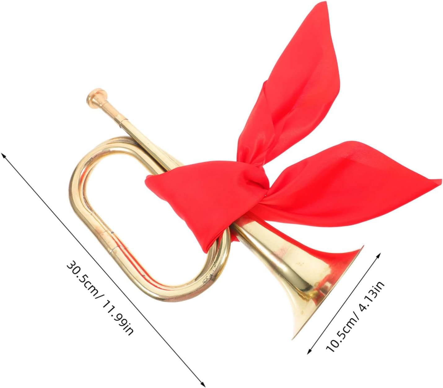 Metal Bugle Trumpet Band Instrument for Beginners with Scarf, Brass Wind Instrument for School Marching Bands and Teen Music Players in Gold image number 1