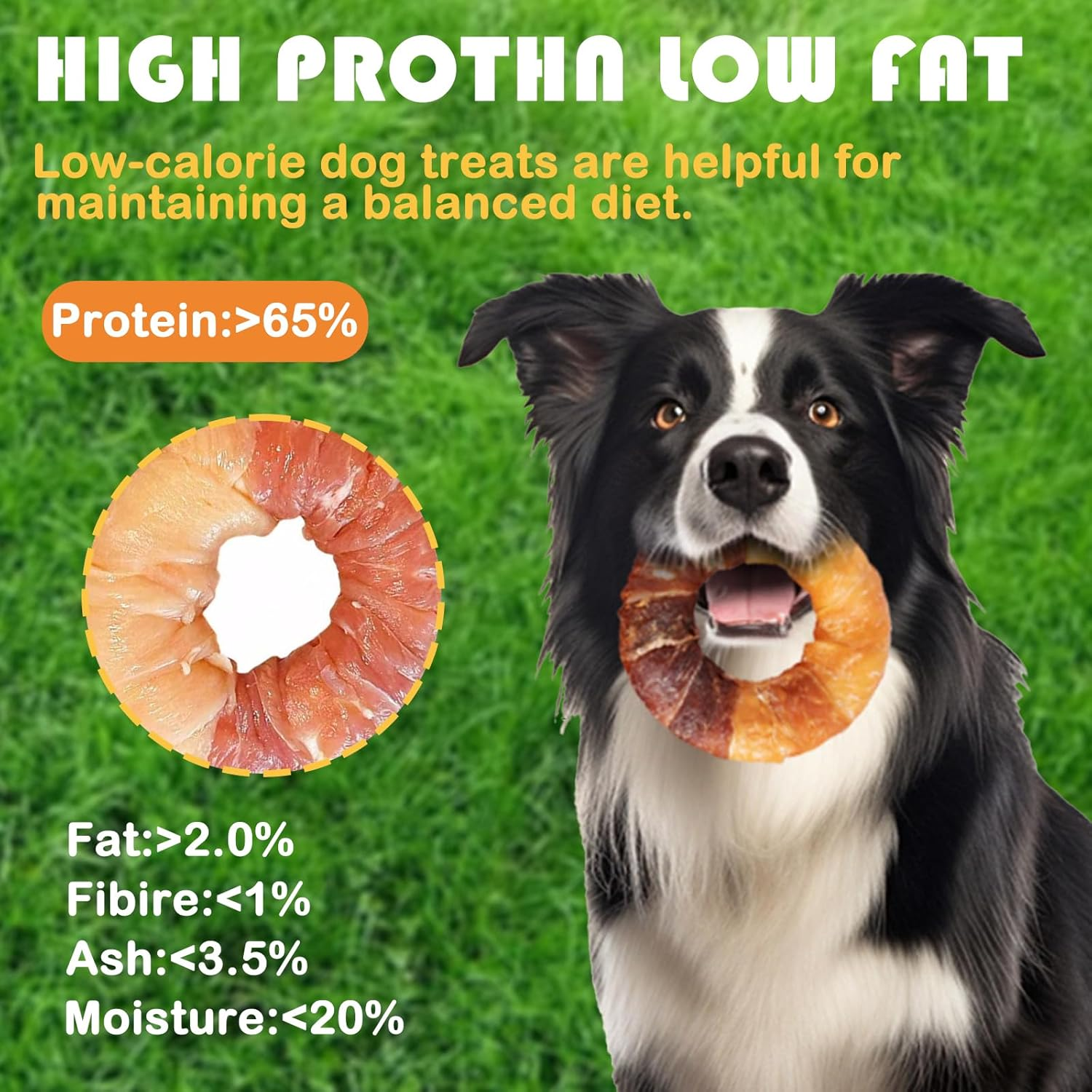 Chicken and Duck Wrapped Dog Chews Grain Free, Protein Rich Jerky with Beef Hide, Fun Donut-Shaped Treats for Small and Large Dogs, No Artificial Flavors,4Pcs image number 5