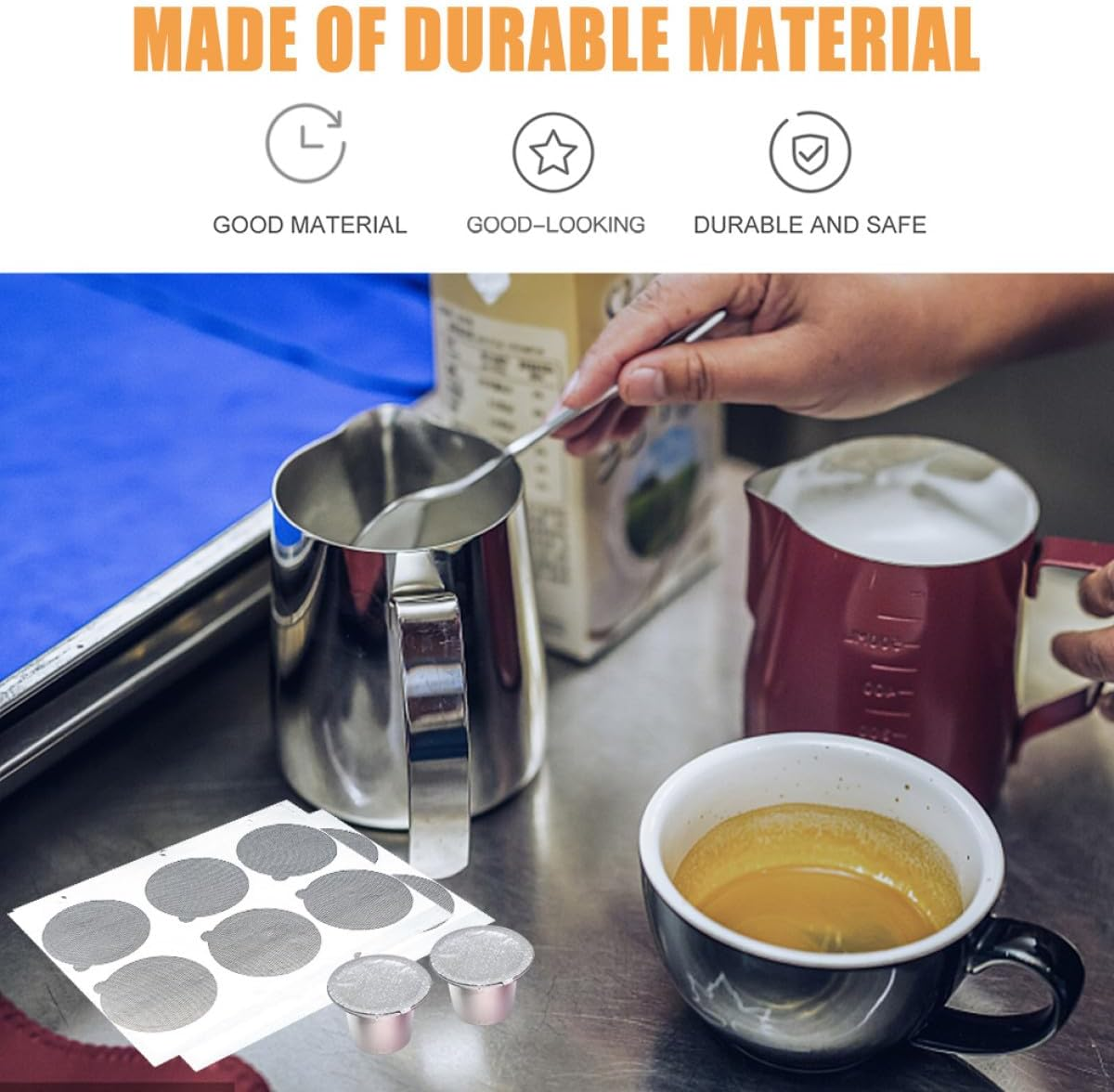 GALPADA 120Pcs Aluminum Foil Coffee Capsule Seal Stickers, Espresso Cup Film, Compatible Coffee Lids for Home and Commercial Use image number 4