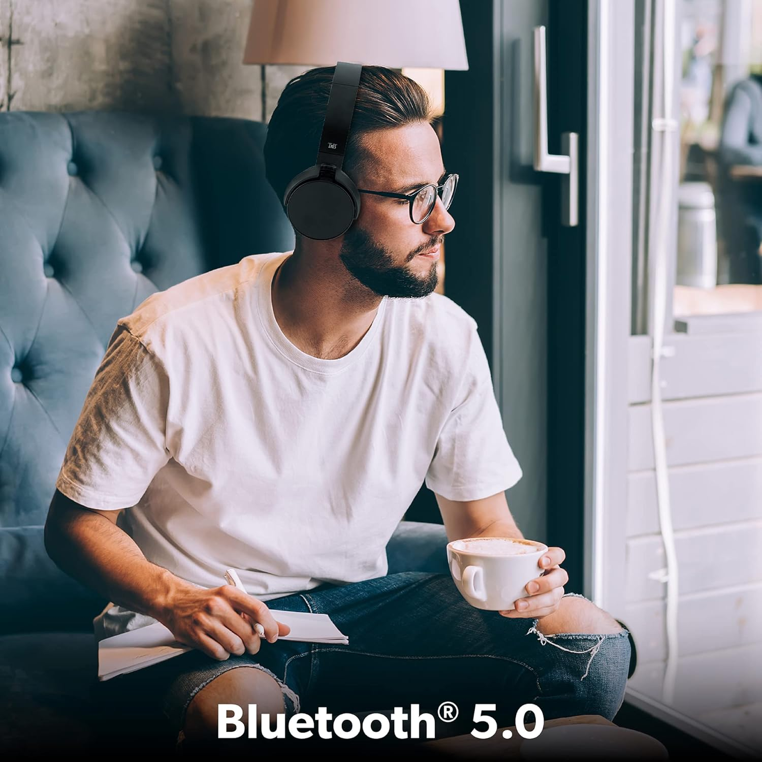 T'NB Bluetooth 5.0 Wireless Headphones, up to 8 Hours Playtime, Foldable, Adjustable, Jack, Lightweight and Comfortable, Over-Ear Headphones, Built-In Microphone, Built-In Controls
