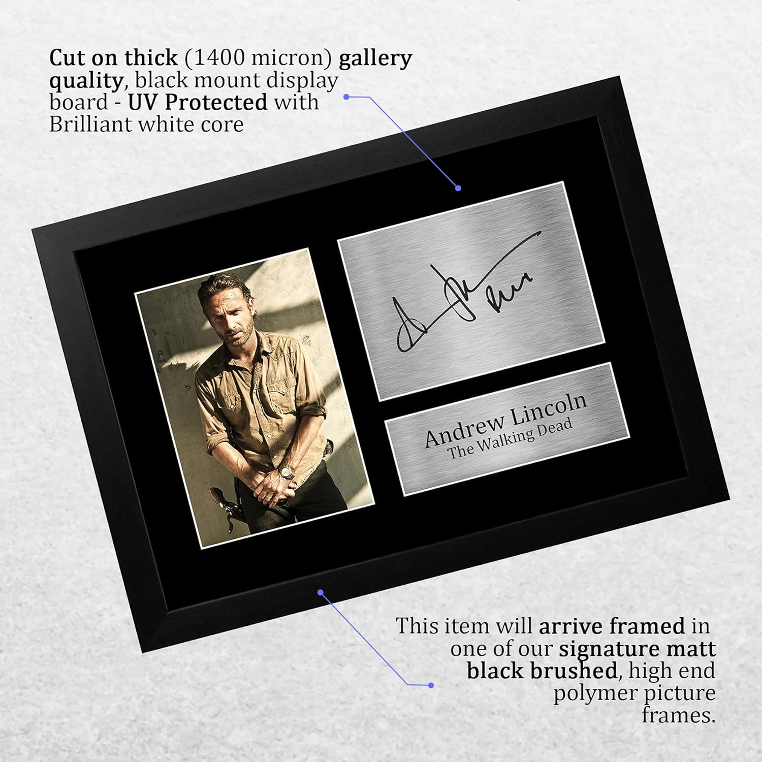 HWC Trading FR Andrew Lincoln Gift A4 Printed Autograph FRAMED the Walking Dead Gifts Print Photo Picture Display