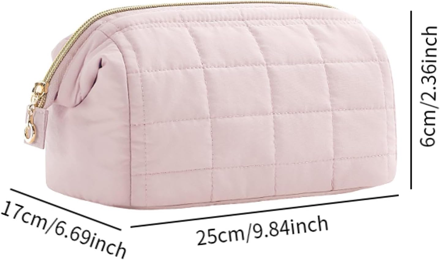 Amagogo Cosmetic Bag Cotton Makeup Bag Lightweight Zipper Closure Portable Toiletries Pouch Toiletry Bag for Hiking Business Trips, Pink image number 6