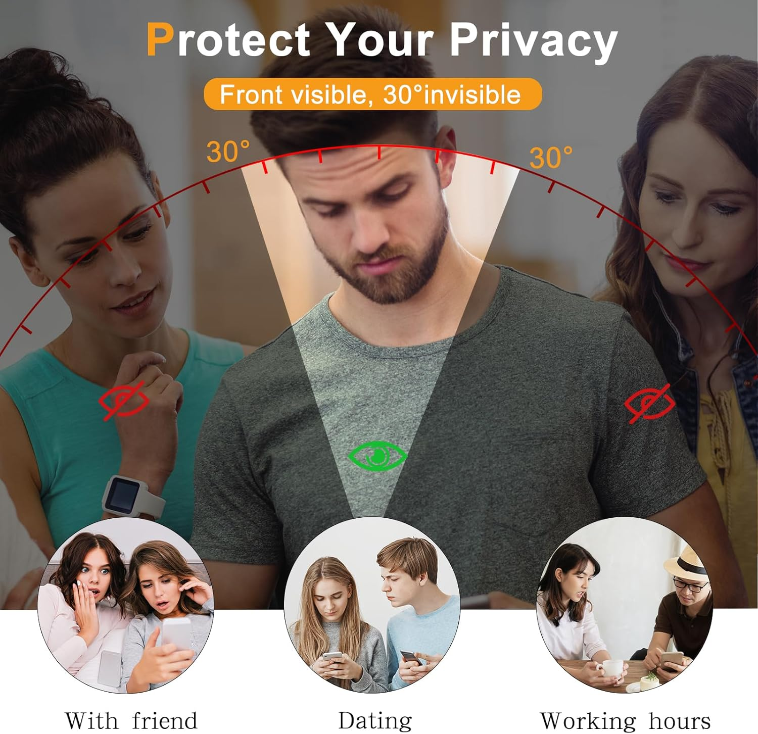 Heeyeal Privacy Screen Protector Compatible with Nothing Phone (3) 5G, Tempered Glass Anti-Spy Film, Shatterproof Anti-Scratch, Pack of 2, 9H Hardness Anti-Spy Privacy Screen Protector for Nothing image number 2