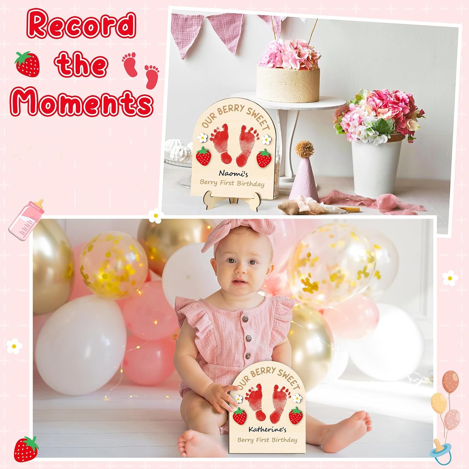 Inkless Hand & Footprint Keepsake Kit, Clean Touch 3D Impression for Newborn Memories, DIY Wooden Frame Included image number 6