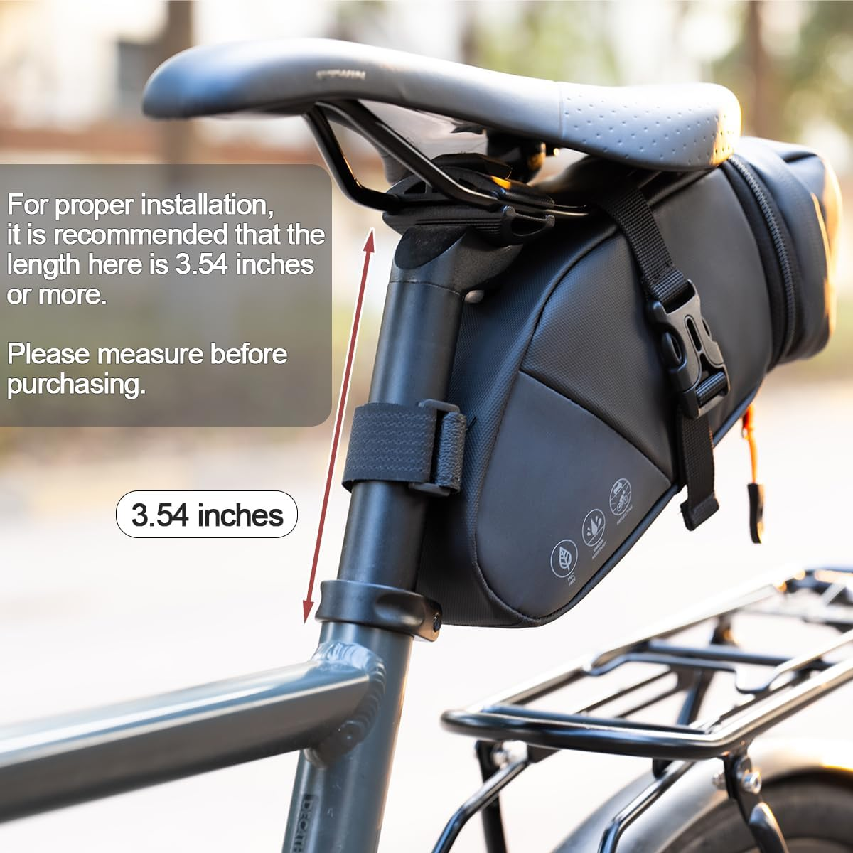 Bike Seat Bag, Waterproof Bicycle Saddle Bag, Expandable Capacity Cycling under Seat Pouch 1.5-2L, Bike Seat Pack for Mountain Road Bikes and Commuter image number 6