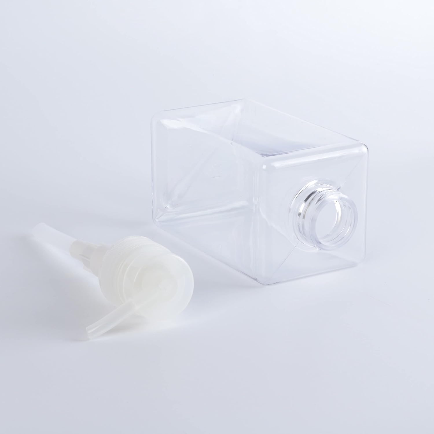 UVIVIU 450Ml(15.3Oz) PETG Cream Refillable Bottle, to Fill Shampoo & Shower Gel & Hand Sanitizer Square for Bathroom (Clear 2 Pack) image number 6