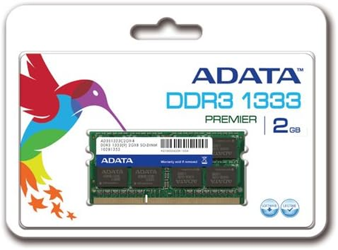 ADATA 2 GB DDR3-1333 (PC-10666) CL9 SO-DIMM Memory Module AD3S1333B2G9R (Black)