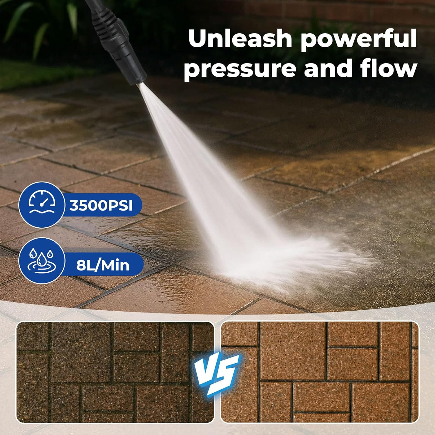 Traderight 1800W Electric Pressure Washer, 135 Bar High Pressure Cleaner with Hose Reel, Adjustable Nozzle & Foam Tank, Jet Blaster for Car, Driveway, Patio & Garden Cleaning image number 2