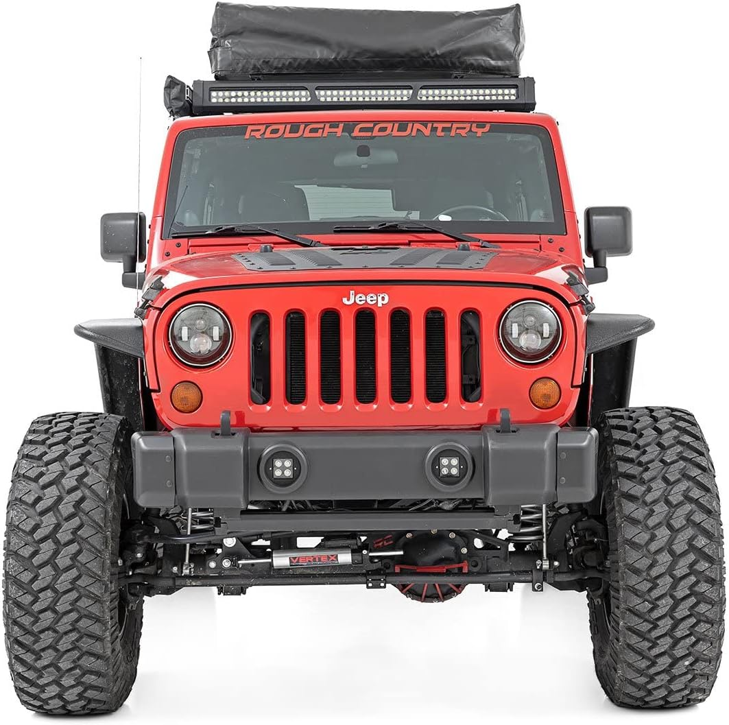 Rough Country Stubby Stock Bumper Kit Fits 2007-2018 [ Jeep ] Wrangler JK Front Bumper Caps 1047
