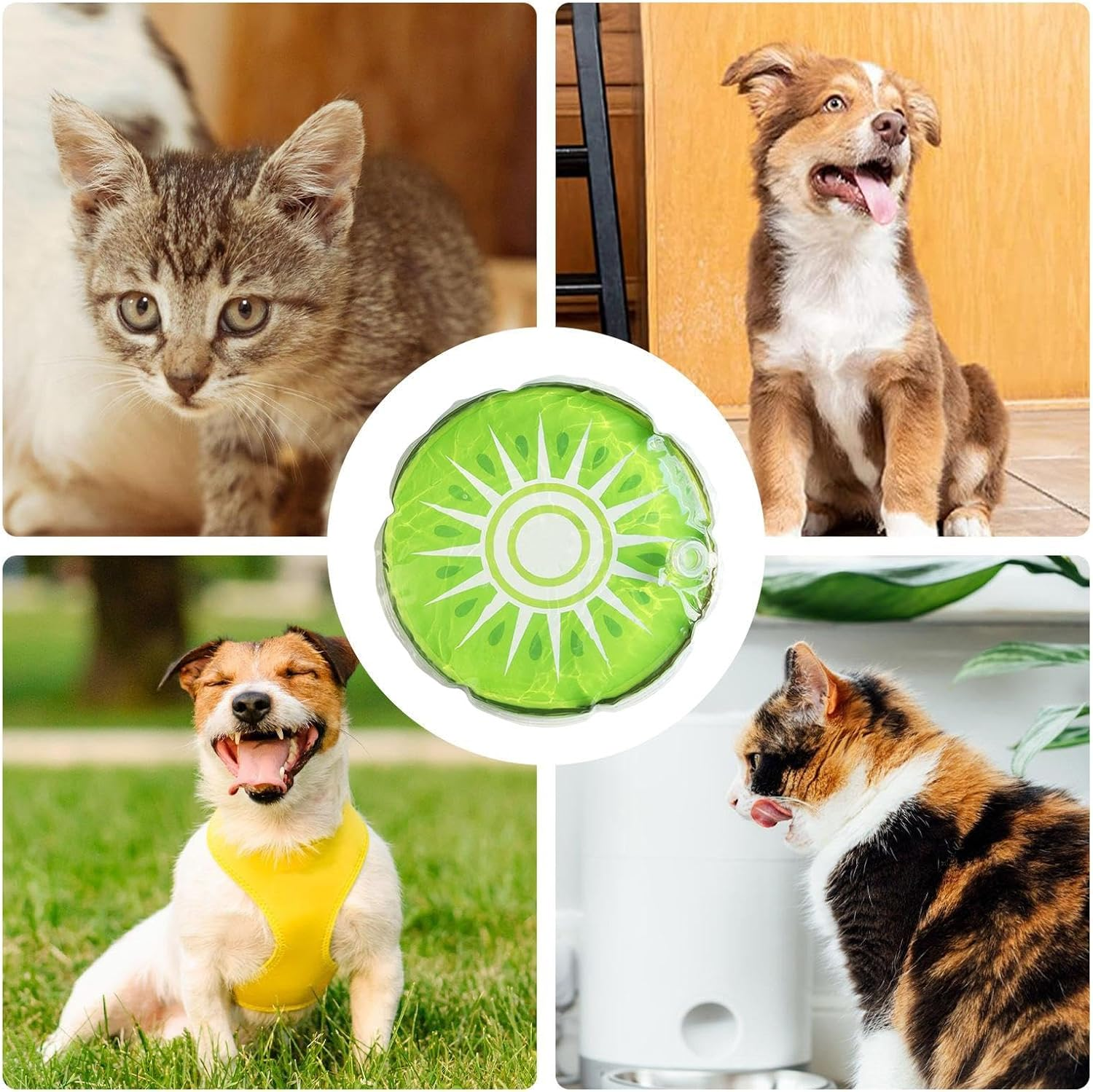 Cat Cooling Mat,Cute Water Sensory Pad for Puppy | round Fruit Pattern Water Cooling Mat Cushion Sleeping Beds for Pet Relief image number 3