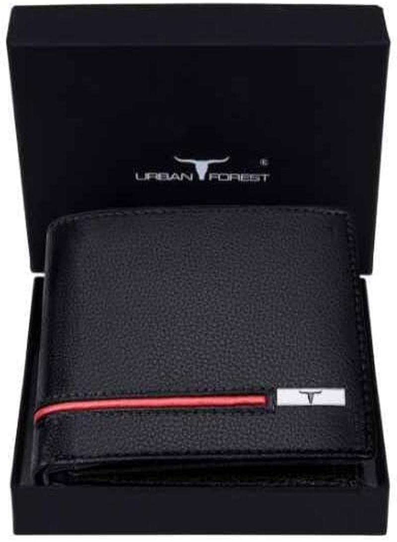 URBAN FOREST Leather Men'S Wallet, Blue/Orange, Contemporary