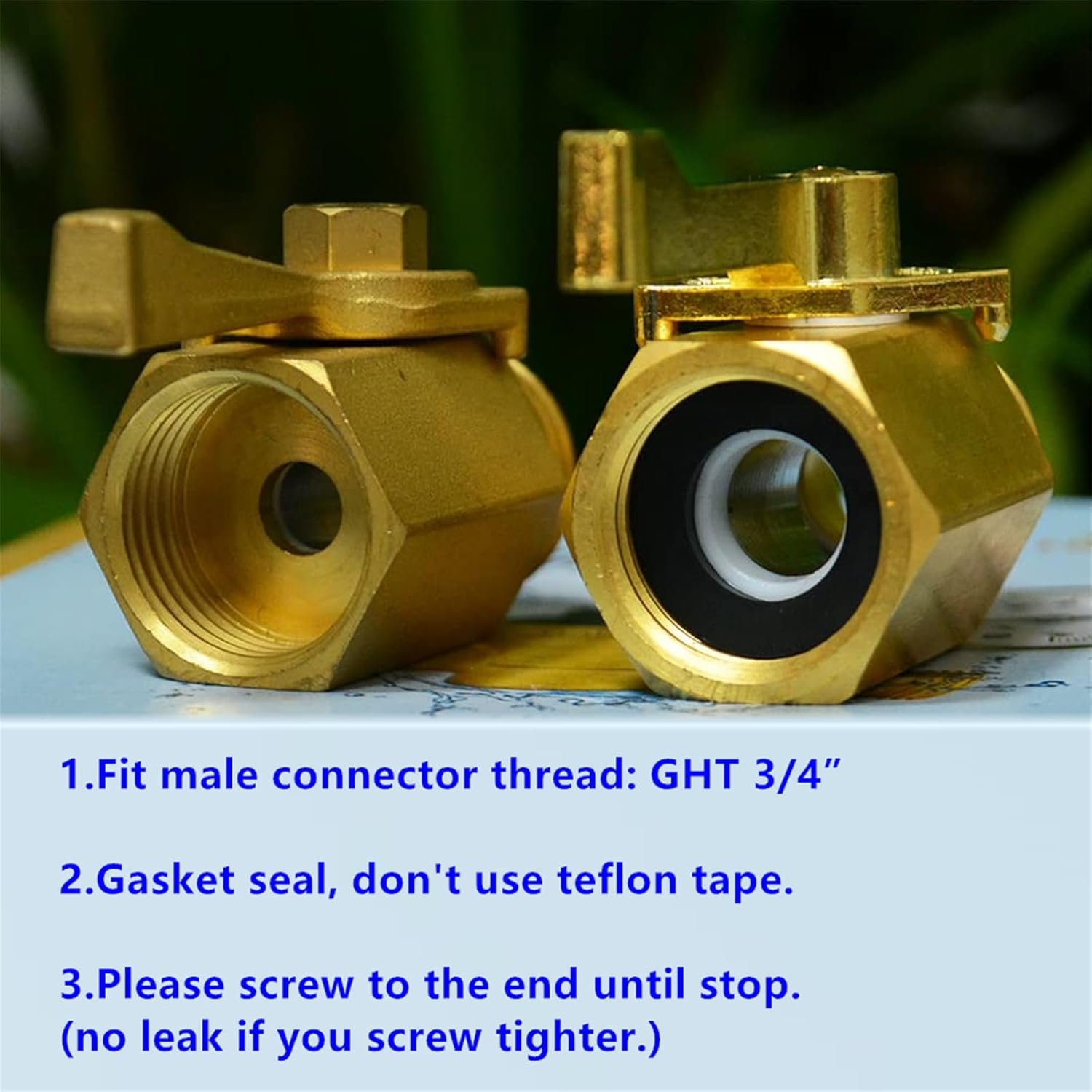 Heavy Duty Brass Garden Hose Shut off Valve, Easy to Use 3/4 Inch Water Hose Shut off Valve, Hose Shut off Valve with Hose Washers image number 5