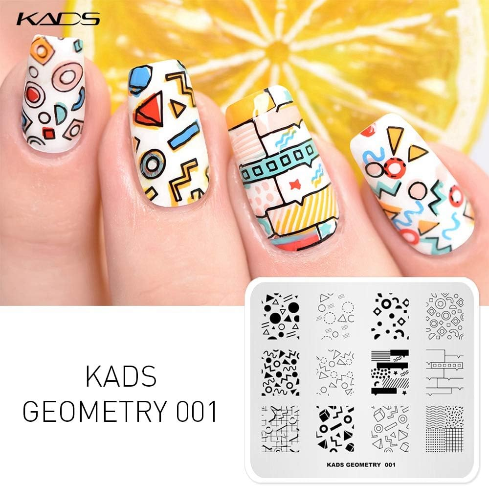 KADS 5Pcs Nail Stamp Plates Set Nails Art Stamping Plate Unique Irregular Geometry Pattern Nail Plate Template Image Plate image number 1