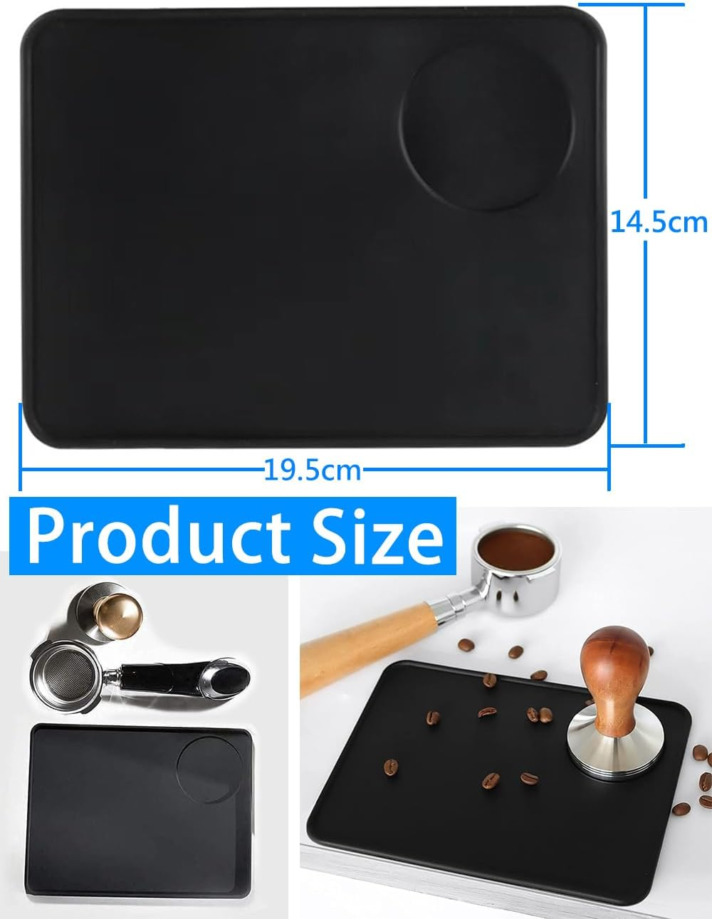 2 PCS Silicone Espresso Tamping Mat, Tamper Mat with Portafilter Holder, Anti-Slip Tamper Mat, Silicone Coffee Tamping Mat, Espresso Accessories Tool for Barista, Home, Kitchen, Office, Bar (Style1)