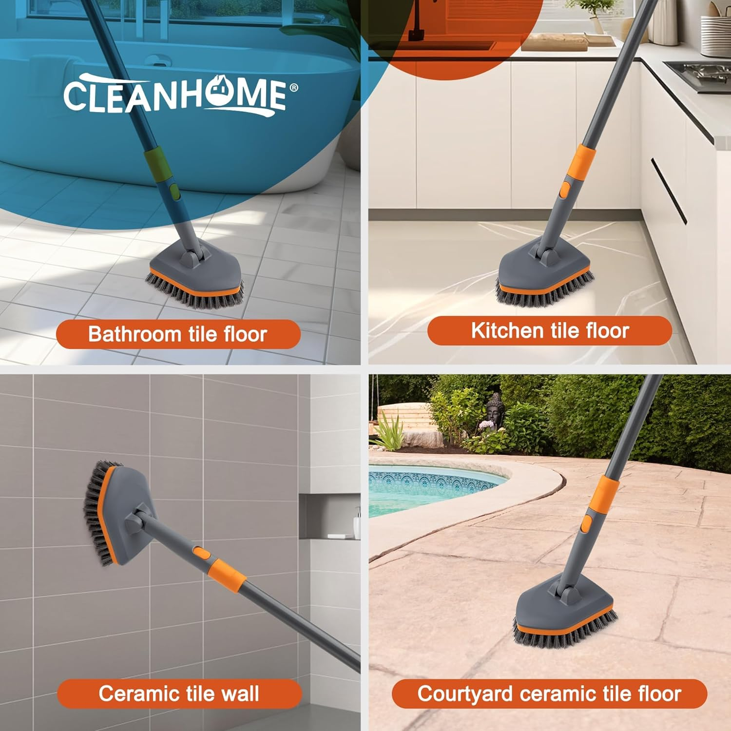 CLEANHOME Shower Scrubber Replacement Heads (2 Pieces), for Cleaning Floors, Tile Gaps and Corners, Suitable for ASIN:B09ZH1LWG1 image number 3