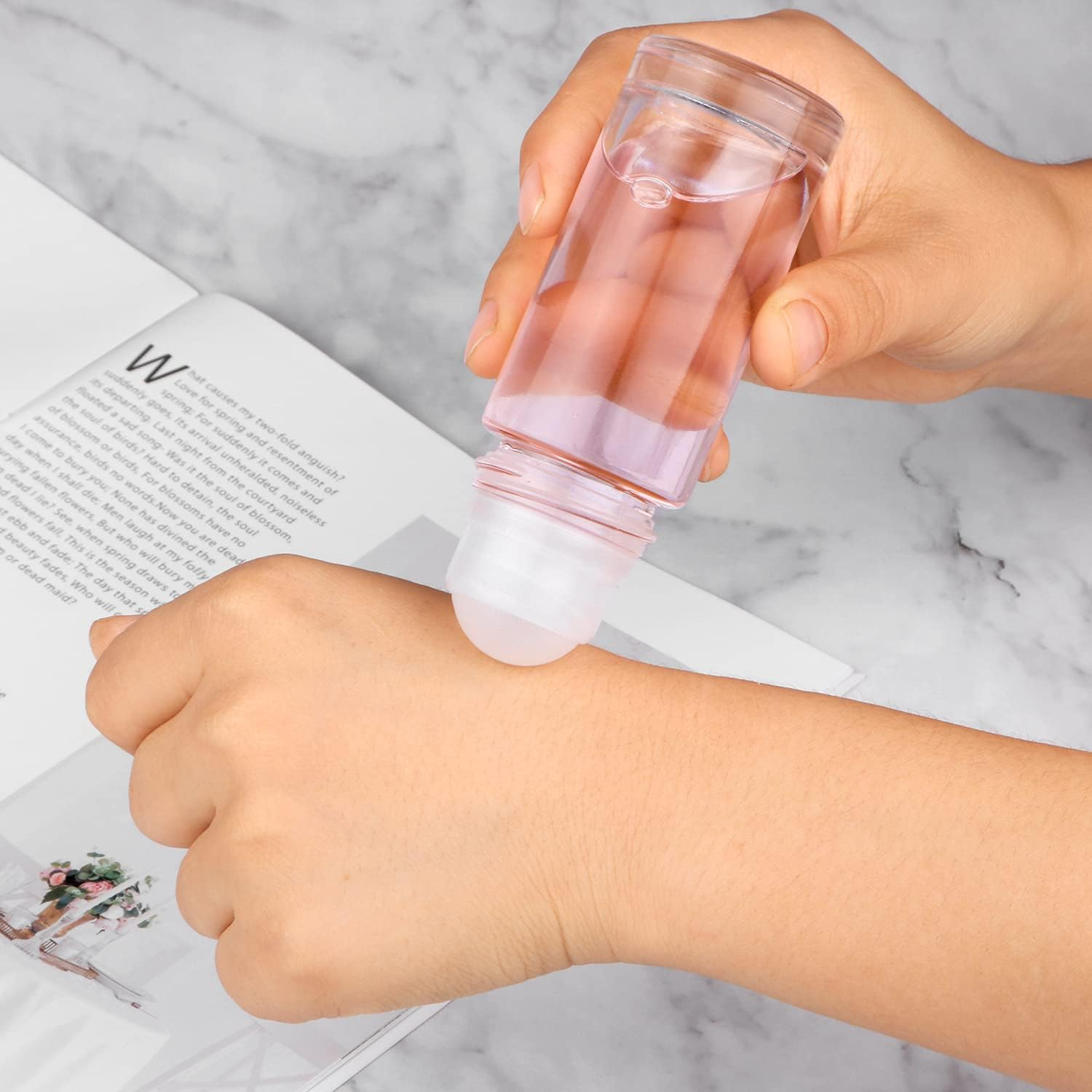 Wresty 4 Pcs 50Ml/1.7Oz Roll-On Deodorant Bottles Perfume Essential Oil Roller Bottles DIY Travel Deodorant Container with Plastic Roller Ball&Clear Cap image number 3