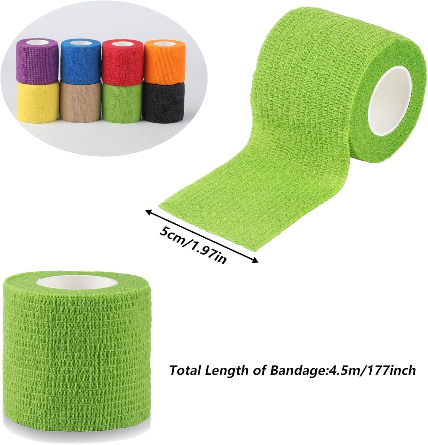 Self Adhesive Bandage Pet Vet Wrap, 12Pcs Self Adherent Cohesive Bandages Elastic Athletic Sports Tape Breathables Wound Tape,Non-Woven Elastic Bandage Breathable Cohesive Wrap Bandage image number 6
