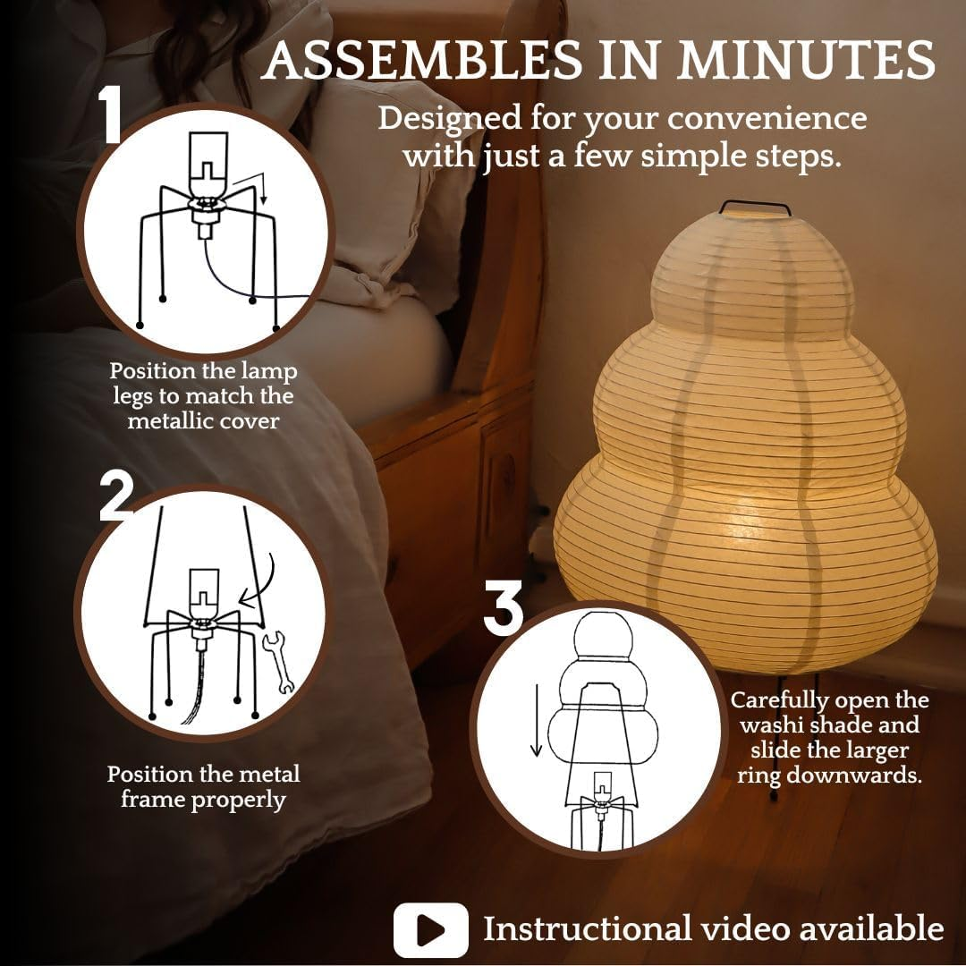 Noguchi-Inspired Handcrafted Rice Paper Lantern Floor Lamp image number 5