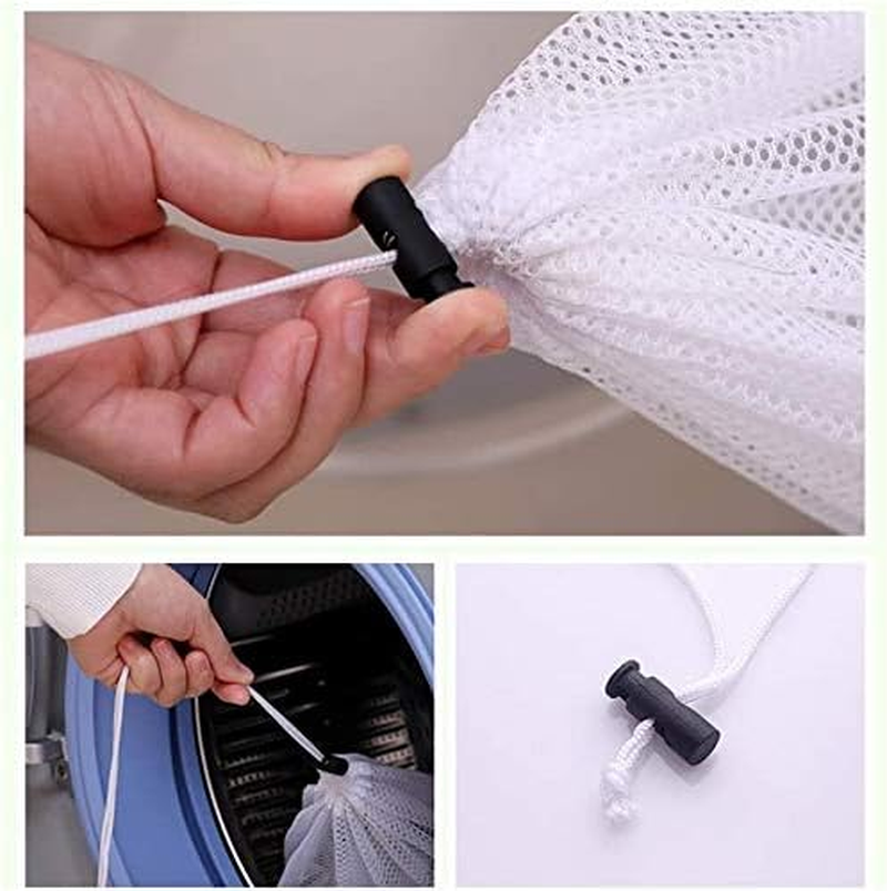 PELLUM Mesh Laundry Bags with Drawstring, 4 Pack - Durable, Sturdy, Machine Washable, Heavy Duty Bags for Travel, College Dorm, Apartment, Family image number 6