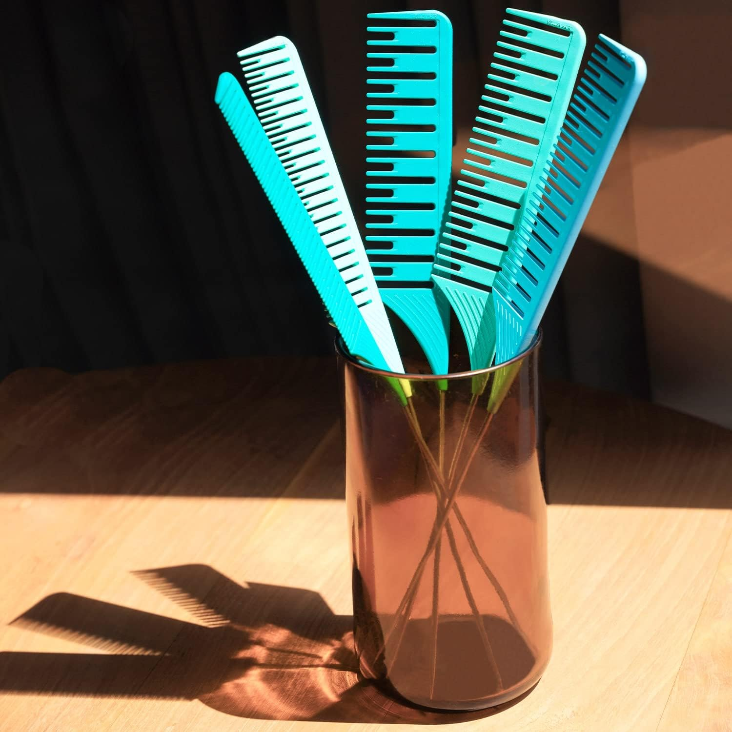 Vellen Professional Hair Highlighting Comb Set &ndash; 5 Sizes for Balayage & Foiling &ndash; Heat Resistant PEI Plastic (220&deg;C) &ndash; Anti-Static, Durable, Chemical Resistant &ndash; Includes Extra Long Stainless Steel Needle &ndash; Stylist & Salon Grade (Mint/Blue, 5Pcs) - Black image number 3